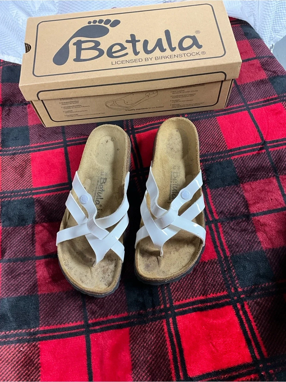 EUC BETULA BY BIRKENSTOCK Women's White Leather  Sandals